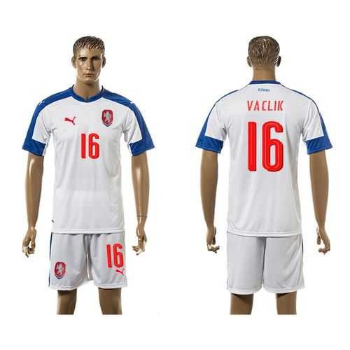 Czech #16 Vaclik Away Soccer Country Jersey Czech #16 Vaclik Away Soccer Country Jersey