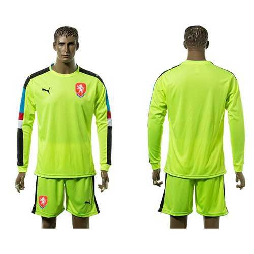 Czech Blank Shiny Green Goalkeeper Long Sleeves Soccer Country Jersey Czech Blank Shiny Green Goalkeeper Long Sleeves Soccer Country Jersey