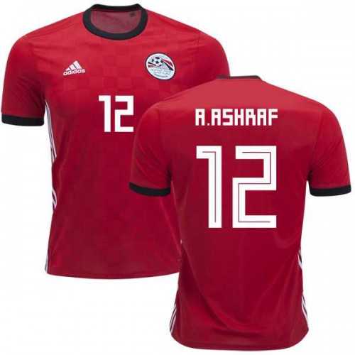 Egypt #12 A.Ashraf Red Home Soccer Country Jersey Egypt #12 A.Ashraf Red Home Soccer Country Jersey