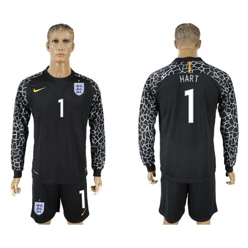 England #1 HART Black Goalkeeper 2018 FIFA World Cup Long Sleeve Soccer Jersey England #1 HART Black Goalkeeper 2018 FIFA World Cup Long Sleeve Soccer Jersey