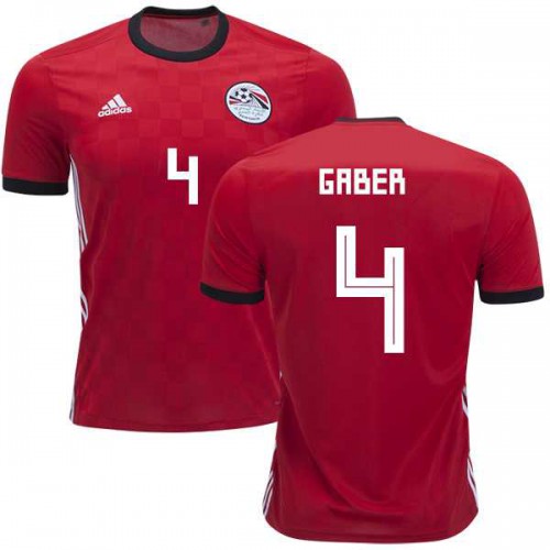 Egypt #4 Gaber Red Home Soccer Country Jersey Egypt #4 Gaber Red Home Soccer Country Jersey