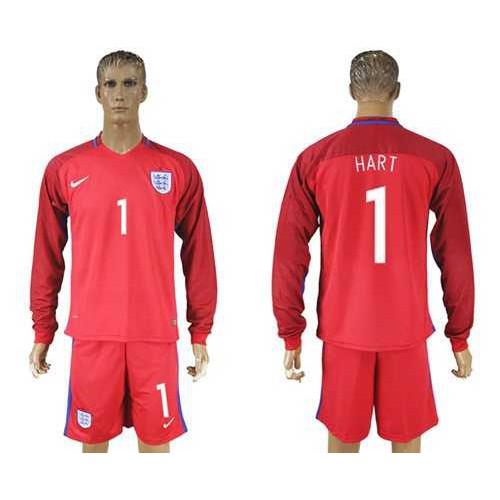 England #1 Hart Away Long Sleeves Soccer Country Jersey England #1 Hart Away Long Sleeves Soccer Country Jersey