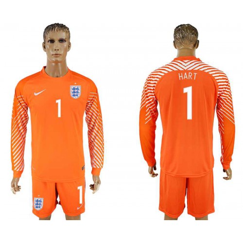 England #1 HART Orange Goalkeeper 2018 FIFA World Cup Long Sleeve Soccer Jersey England #1 HART Orange Goalkeeper 2018 FIFA World Cup Long Sleeve Soccer Jersey