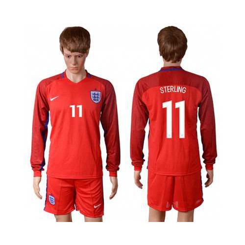 England #11 Sterling Away Long Sleeves Soccer Country Jersey England #11 Sterling Away Long Sleeves Soccer Country Jersey