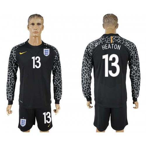 England #13 HERTON Black Goalkeeper 2018 FIFA World Cup Long Sleeve Soccer Jersey England #13 HERTON Black Goalkeeper 2018 FIFA World Cup Long Sleeve Soccer Jersey