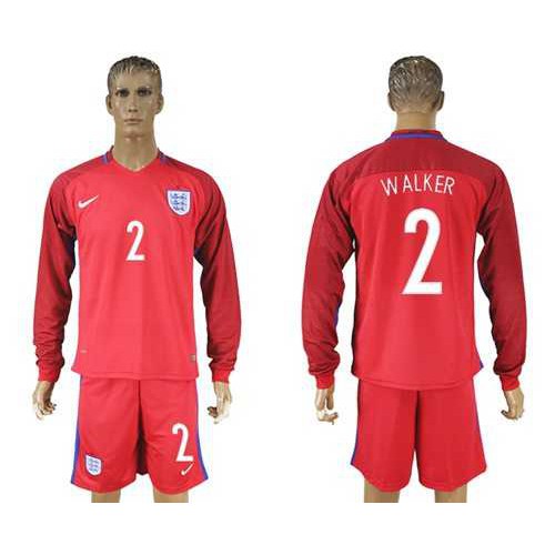 England #2 Walker Away Long Sleeves Soccer Country Jersey England #2 Walker Away Long Sleeves Soccer Country Jersey