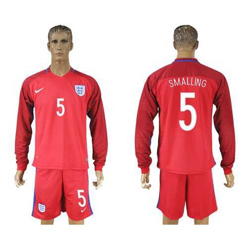 England #5 Smalling Away Long Sleeves Soccer Country Jersey England #5 Smalling Away Long Sleeves Soccer Country Jersey