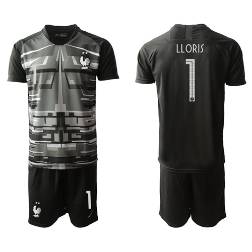 France #1 LLORIS Black Goalkeeper Soccer Country Jersey France #1 LLORIS Black Goalkeeper Soccer Country Jersey