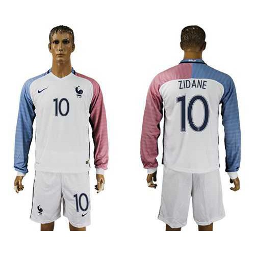 France #10 Zidane Away Long Sleeves Soccer Country Jersey France #10 Zidane Away Long Sleeves Soccer Country Jersey