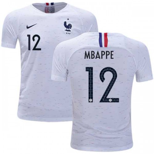 France #12 Mbappe Away Kid Soccer Country Jersey France #12 Mbappe Away Kid Soccer Country Jersey