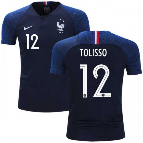 France #12 Tolisso Home Kid Soccer Country Jersey France #12 Tolisso Home Kid Soccer Country Jersey