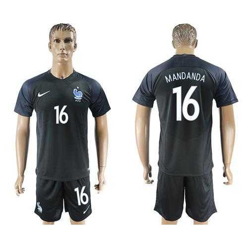 France #16 Mandanda Away Soccer Country Jersey France #16 Mandanda Away Soccer Country Jersey