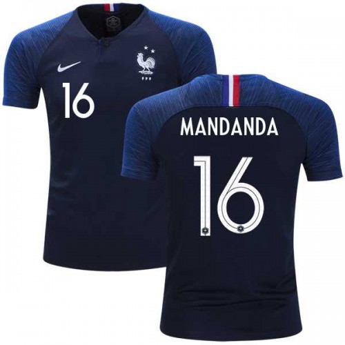 France #16 Mandanda Home Kid Soccer Country Jersey France #16 Mandanda Home Kid Soccer Country Jersey