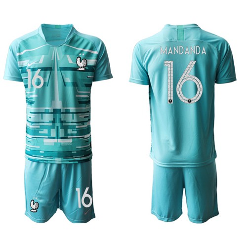 France #16 Mandanda Light Blue Goalkeeper Soccer Country Jersey France #16 Mandanda Light Blue Goalkeeper Soccer Country Jersey