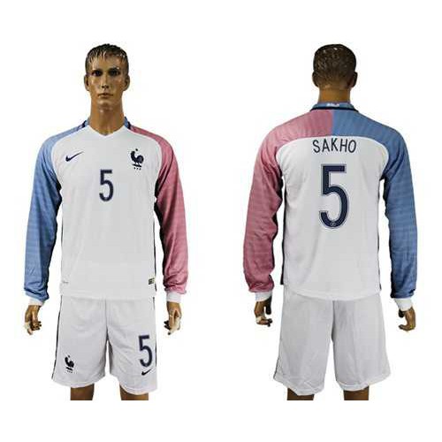 France #5 Sakho Away Long Sleeves Soccer Country Jersey France #5 Sakho Away Long Sleeves Soccer Country Jersey