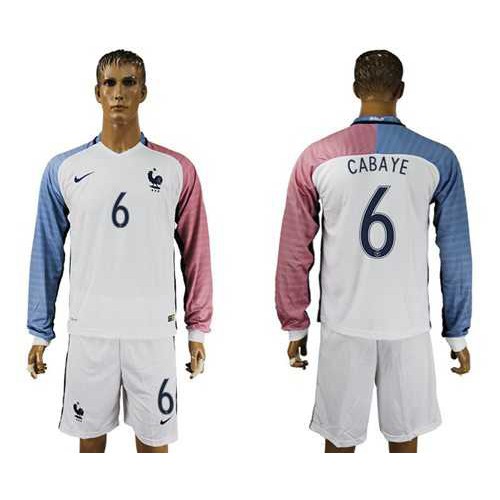 France #6 Cabaye Away Long Sleeves Soccer Country Jersey France #6 Cabaye Away Long Sleeves Soccer Country Jersey