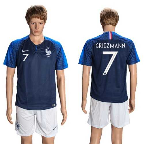 France #7 Griezmann Home Soccer Country Jersey France #7 Griezmann Home Soccer Country Jersey