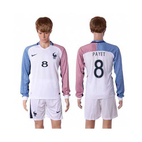 France #8 Payet Away Long Sleeves Soccer Country Jersey France #8 Payet Away Long Sleeves Soccer Country Jersey