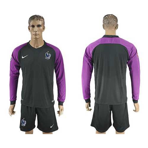 France Blank Black Goalkeeper Long Sleeves Soccer Country Jersey France Blank Black Goalkeeper Long Sleeves Soccer Country Jersey