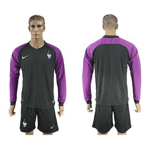 France Blank Black Goalkeeper Long Sleeves Soccer Country Jersey France Blank Black Goalkeeper Long Sleeves Soccer Country Jersey