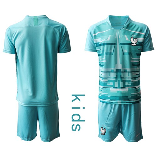 France Blank Light Blue Goalkeeper Kid Soccer Country Jersey France Blank Light Blue Goalkeeper Kid Soccer Country Jersey