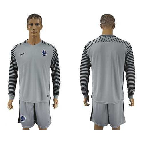 France Blank Grey Goalkeeper Long Sleeves Soccer Country Jersey France Blank Grey Goalkeeper Long Sleeves Soccer Country Jersey