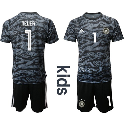 Germany #1 Neuer Black Goalkeeper Kid Soccer Country Jersey Germany #1 Neuer Black Goalkeeper Kid Soccer Country Jersey