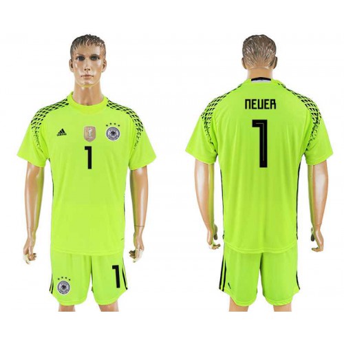 Germany #1 NEUER Fluorescent Green Goalkeeper 2018 FIFA World Cup Soccer Jersey Germany #1 NEUER Fluorescent Green Goalkeeper 2018 FIFA World Cup Soccer Jersey