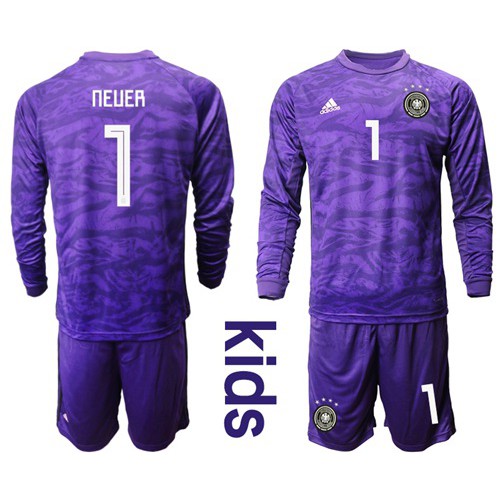 Germany #1 Neuer Purple Goalkeeper Long Sleeves Kid Soccer Country Jersey Germany #1 Neuer Purple Goalkeeper Long Sleeves Kid Soccer Country Jersey
