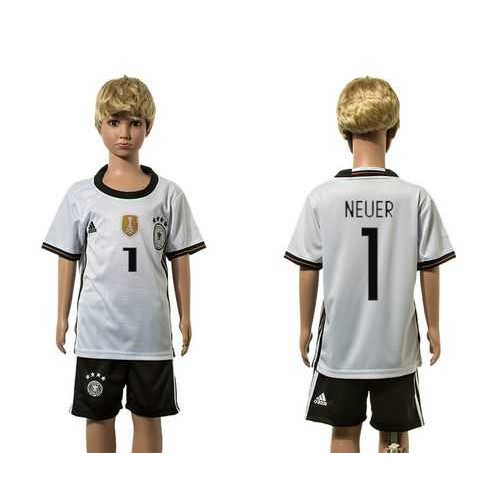 Germany #1 Neuer White Home Kid Soccer Country Jersey Germany #1 Neuer White Home Kid Soccer Country Jersey