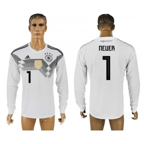 Germany #1 NEUER Home 2018 FIFA World Cup Long Sleeve Thailand Soccer Jersey Germany #1 NEUER Home 2018 FIFA World Cup Long Sleeve Thailand Soccer Jersey