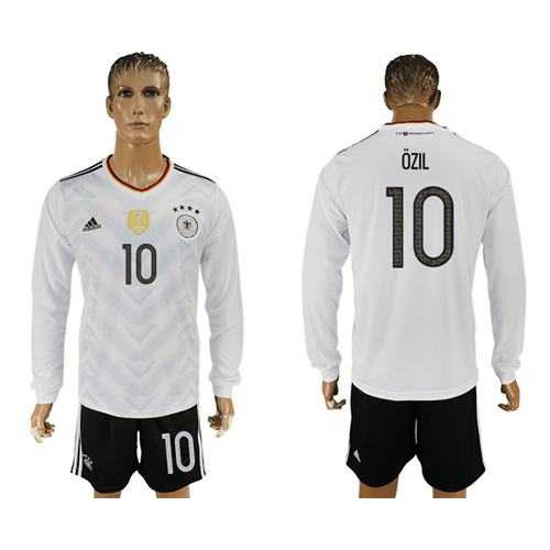 Germany #10 Ozil White Home Long Sleeves Soccer Country Jersey Germany #10 Ozil White Home Long Sleeves Soccer Country Jersey