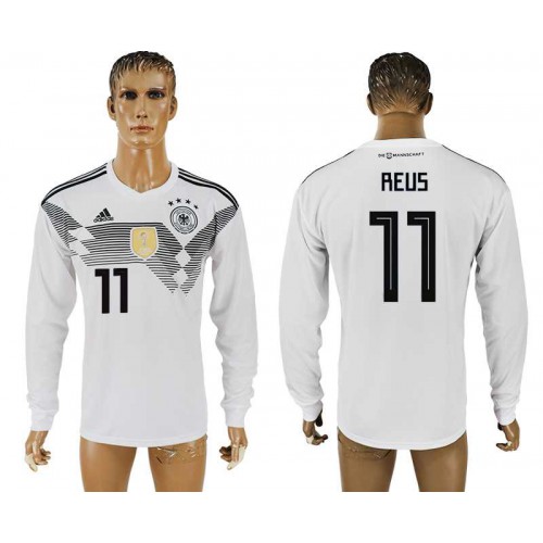 Germany #11 REUS Home 2018 FIFA World Cup Long Sleeve Thailand Soccer Jersey Germany #11 REUS Home 2018 FIFA World Cup Long Sleeve Thailand Soccer Jersey