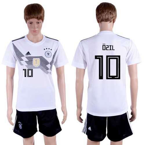 Germany #10 Ozil White Home Soccer Country Jersey Germany #10 Ozil White Home Soccer Country Jersey