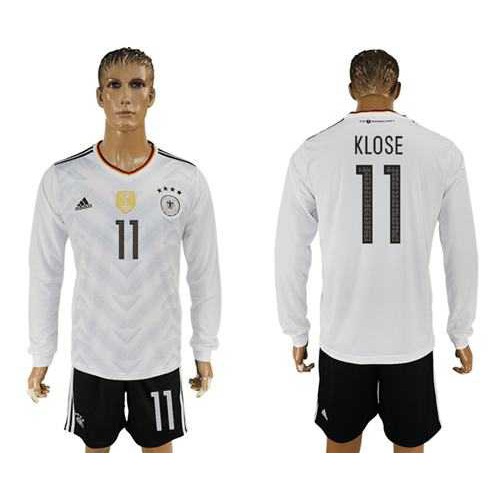 Germany #11 Klose White Home Long Sleeves Soccer Country Jersey Germany #11 Klose White Home Long Sleeves Soccer Country Jersey