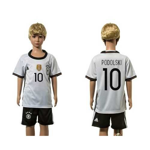 Germany #10 Podolski White Home Kid Soccer Country Jersey Germany #10 Podolski White Home Kid Soccer Country Jersey