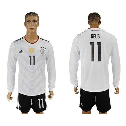 Germany #11 Reus White Home Long Sleeves Soccer Country Jersey Germany #11 Reus White Home Long Sleeves Soccer Country Jersey