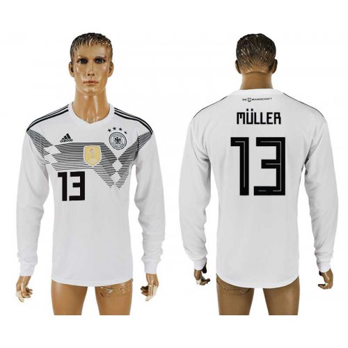 Germany #13 MULLER Home 2018 FIFA World Cup Long Sleeve Thailand Soccer Jersey Germany #13 MULLER Home 2018 FIFA World Cup Long Sleeve Thailand Soccer Jersey