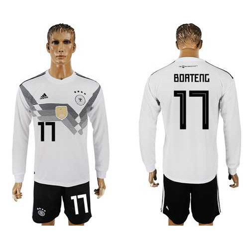 Germany #17 Boateng White Home Long Sleeves Soccer Country Jersey Germany #17 Boateng White Home Long Sleeves Soccer Country Jersey