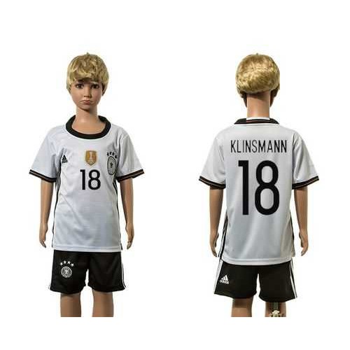 Germany #18 Klinsmann White Home Kid Soccer Country Jersey Germany #18 Klinsmann White Home Kid Soccer Country Jersey