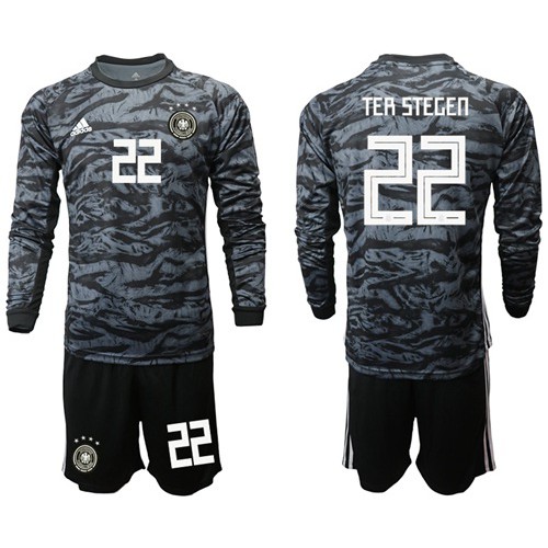 Germany #22 Ter Stegen Black Goalkeeper Long Sleeves Soccer Country Jersey Germany #22 Ter Stegen Black Goalkeeper Long Sleeves Soccer Country Jersey
