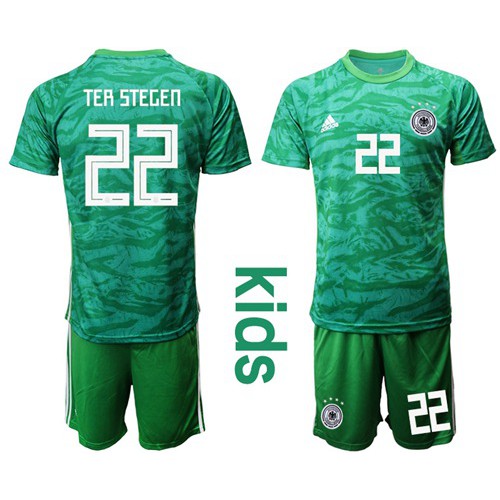 Germany #22 Ter Stegen Green Goalkeeper Kid Soccer Country Jersey Germany #22 Ter Stegen Green Goalkeeper Kid Soccer Country Jersey