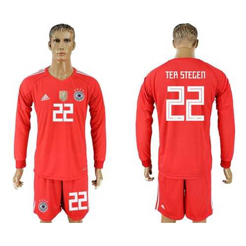 Germany #22 Ter Stegen Red Long Sleeves Goalkeeper Soccer Country Jersey Germany #22 Ter Stegen Red Long Sleeves Goalkeeper Soccer Country Jersey