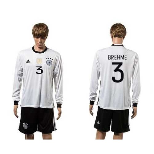 Germany #3 Brehme White Home Long Sleeves Soccer Country Jersey Germany #3 Brehme White Home Long Sleeves Soccer Country Jersey