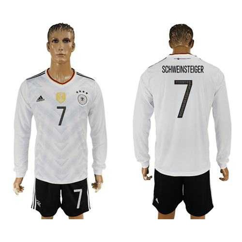 Germany #7 Schweinsteiger White Home Long Sleeves Soccer Country Jersey Germany #7 Schweinsteiger White Home Long Sleeves Soccer Country Jersey