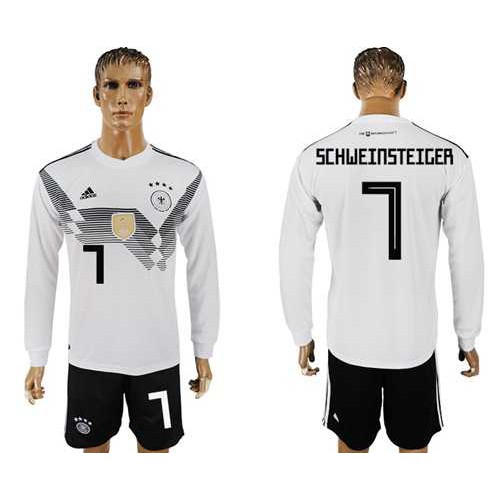Germany #7 Schweinsteiger White Home Long Sleeves Soccer Country Jersey Germany #7 Schweinsteiger White Home Long Sleeves Soccer Country Jersey
