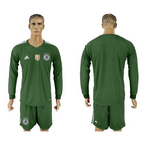 Germany Blank Army Green Goalkeeper Long Sleeves Soccer Country Jersey Germany Blank Army Green Goalkeeper Long Sleeves Soccer Country Jersey