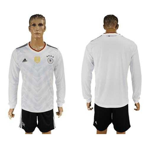 Germany Blank White Home Long Sleeves Soccer Country Jersey Germany Blank White Home Long Sleeves Soccer Country Jersey