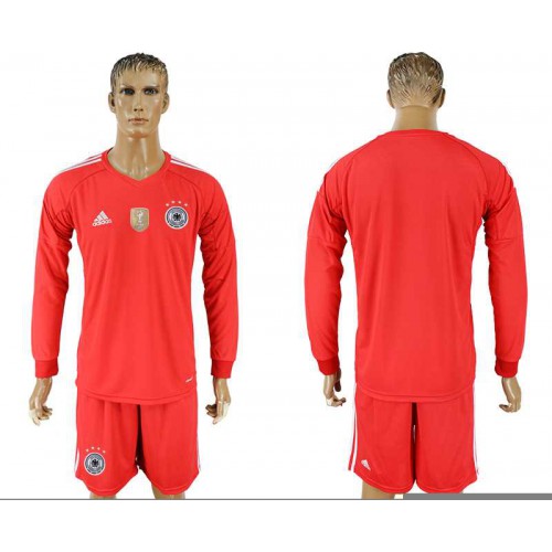 Germany Red Goalkeeper 2018 FIFA World Cup Long Sleeve Soccer Jersey Germany Red Goalkeeper 2018 FIFA World Cup Long Sleeve Soccer Jersey