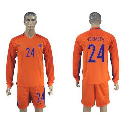 Holland #24 Vermeer Home Long Sleeves Soccer Country Jersey Holland #24 Vermeer Home Long Sleeves Soccer Country Jersey